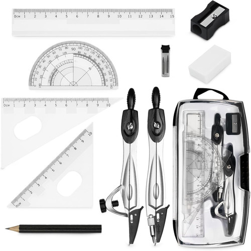 10pcs maths set - set,, protractor