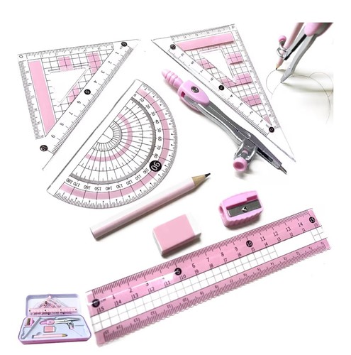 Piece maths set - 8-piece, geometry